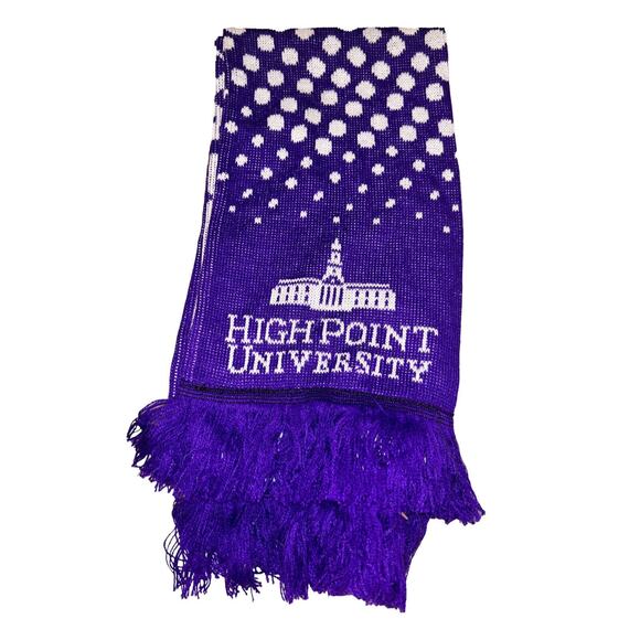 High Point University Scarf - HPU Panthers Knitted Classic Purple White Reverse - Picture 4 of 6